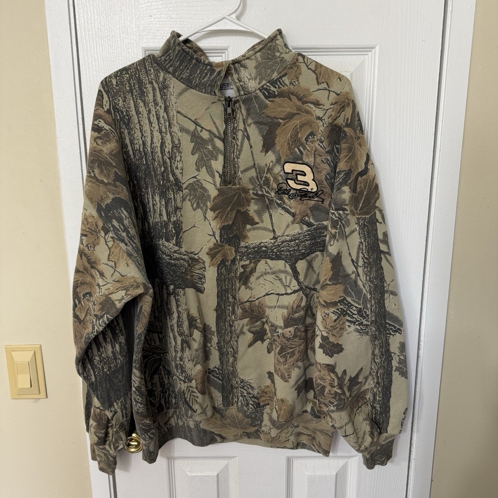 Vintage 90s Chase Authentics Dale Earnhardt Realtree Camo 1/4 Zip XL Made in USA - Picture 1 of 4
